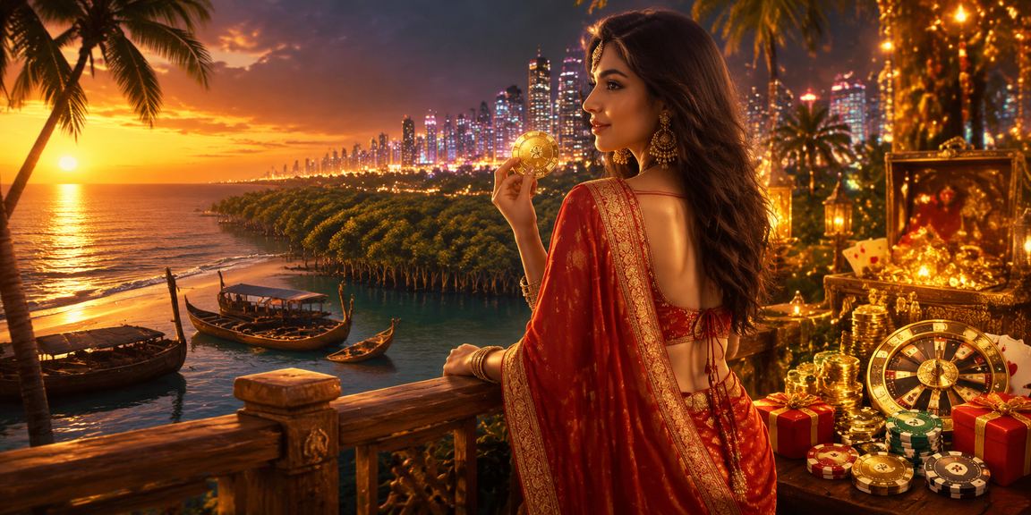 সুন্দরবনের কাছে সমুদ্র সৈকতে মোবাইলে ম্যাচ অডস দেখছেন একজন বেটিং ব্যবহারকারী
